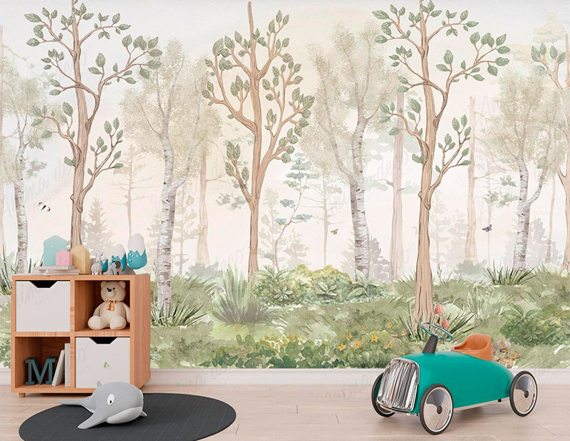 Mural Infantil Otoño Bosque